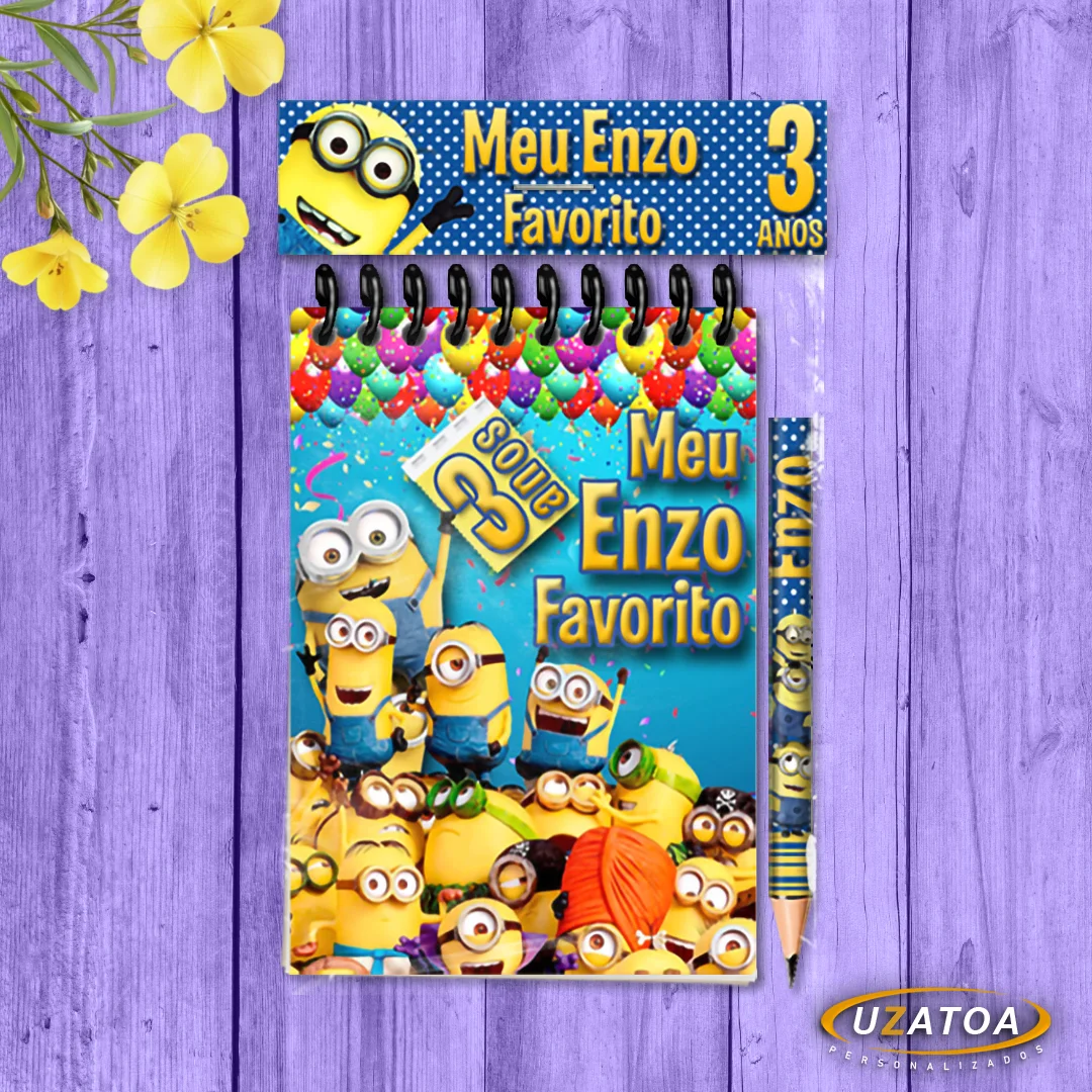 Bloco Personalizado com Lapela e Mini Lápis - Minions
