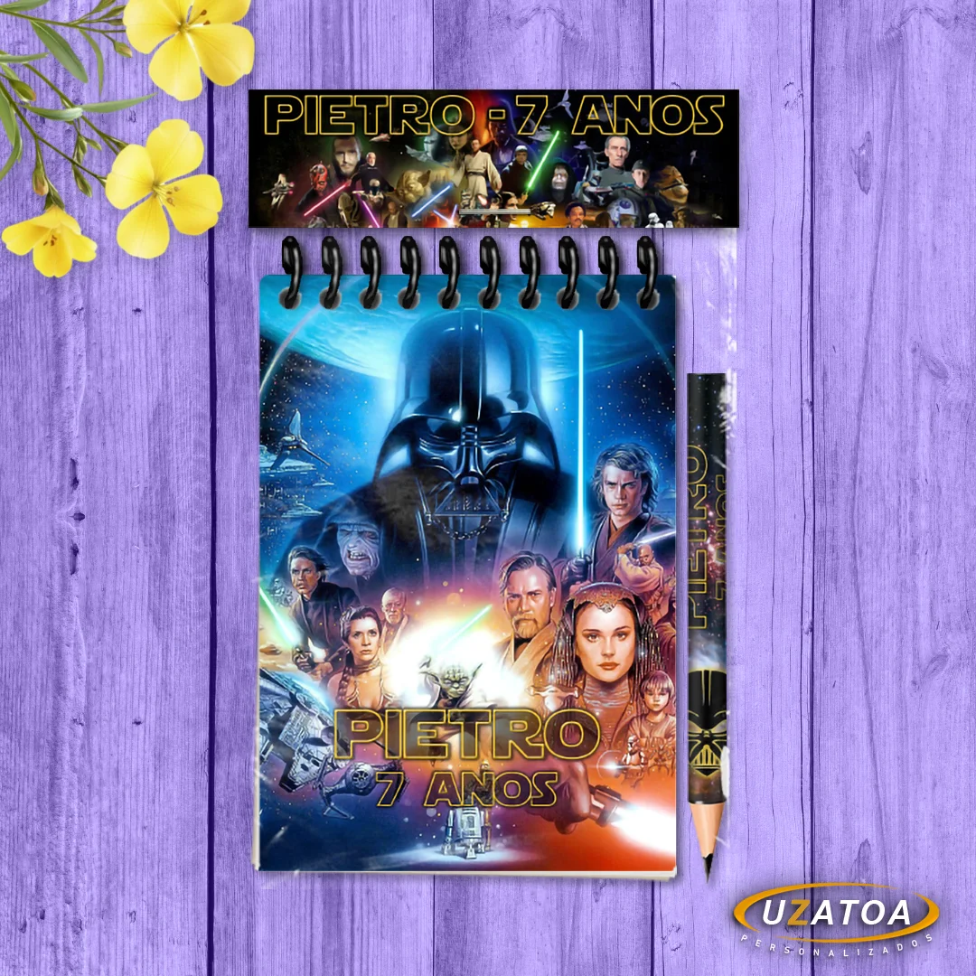 Bloco Personalizado com Lapela e Mini Lápis - Star Wars