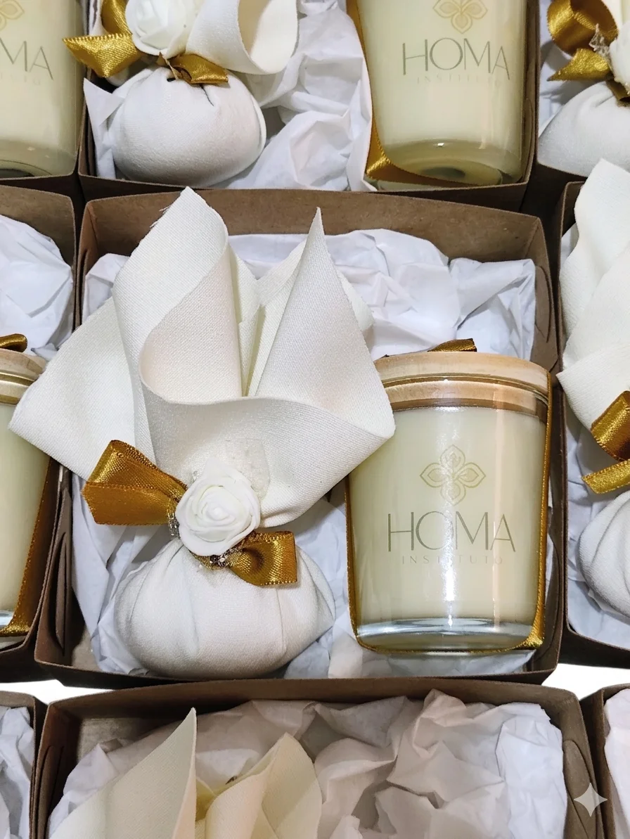 Kit Presente Aromático Artesanal com Vela e Sachê Perfumado| Lembrancinha Luxo Personalizada - Imagem 2