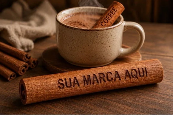 Canela em Pau com nome ou marca personalizada a Laser