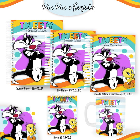 Combo de Capas Volta Ás Aulas Piu Piu e Frajola Png / pdf