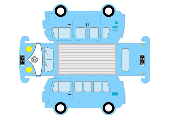 Arquivo Studio Silhouette Caixa Kombi Azul