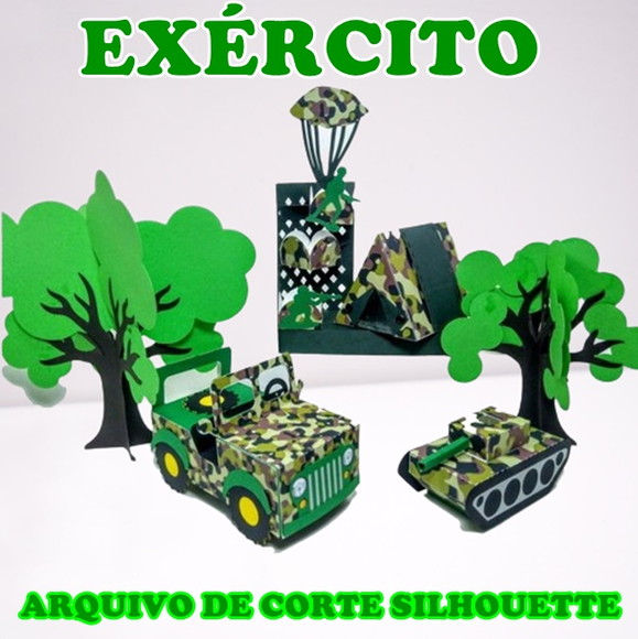 Arquivo de Corte Silhouette Exercito com Tanque e Jipe