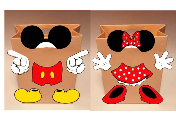 Arquivo Digital Corte Silhouette Sacolinhas Mickey e Minnie