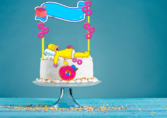 Arquivo Silhouette Topo de Bolo Homer Simpsons Donuts