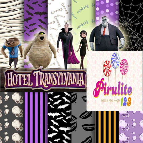 Kit e Papeis Digitais Papeis Hotel Transilvania Luxo