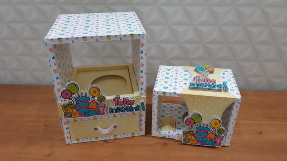 ARQUIVO SILHOUETTE CAIXA FELIZ ANIVERSÁRIO COM GAVETA