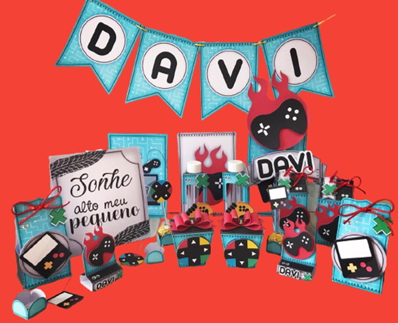 Arquivo de Corte Digital Silhouette Festa Video Game Luxo