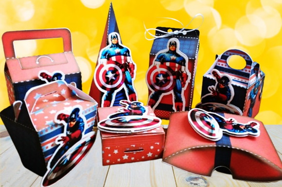 Kit Digital Arquivo Caixas Silhouette Capitão America