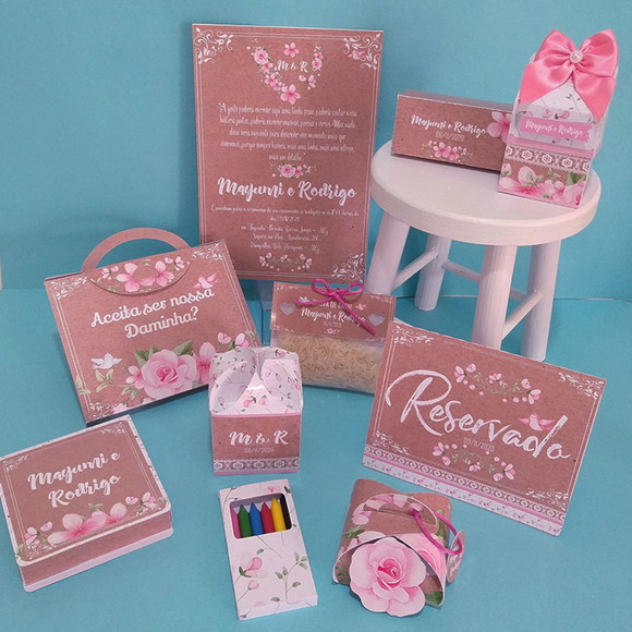 Kit Digital Arquivo de Corte Silhouette Casamento Luxo