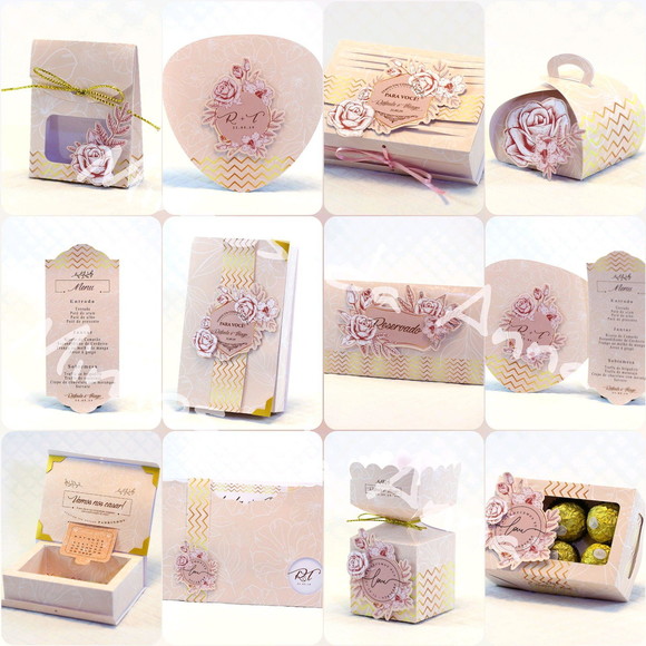 Arquivo de Corte Digital Convite Casamento Luxo Rose