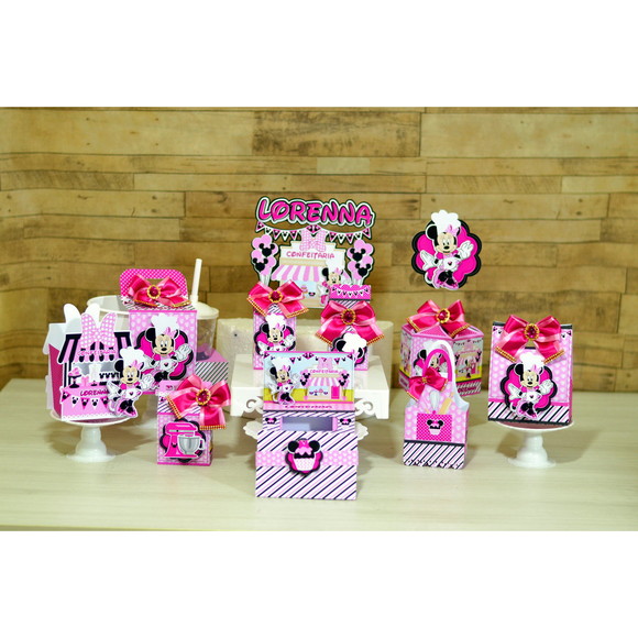 Arquivo de Corte Digital Minnie Confeiteira Rosa Luxo