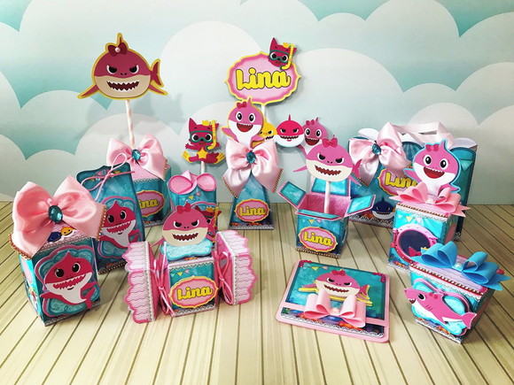 Arquivo Caixa Silhouette Tubarão Bebe Menina Luxo