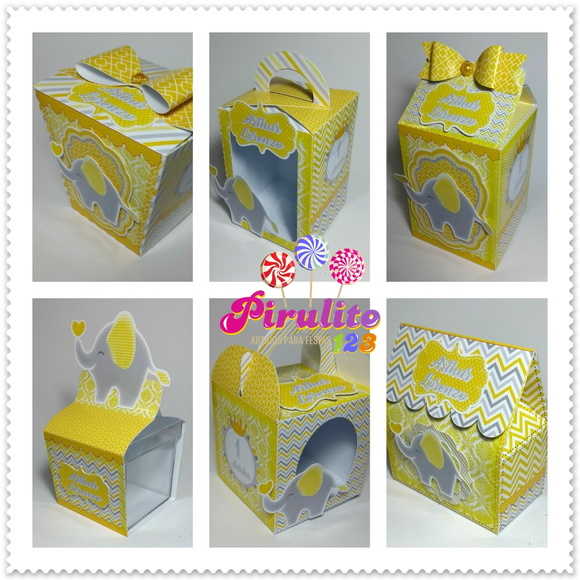 Arquivo de Corte Digital Elefantinho Cinza Chevron Amarelo