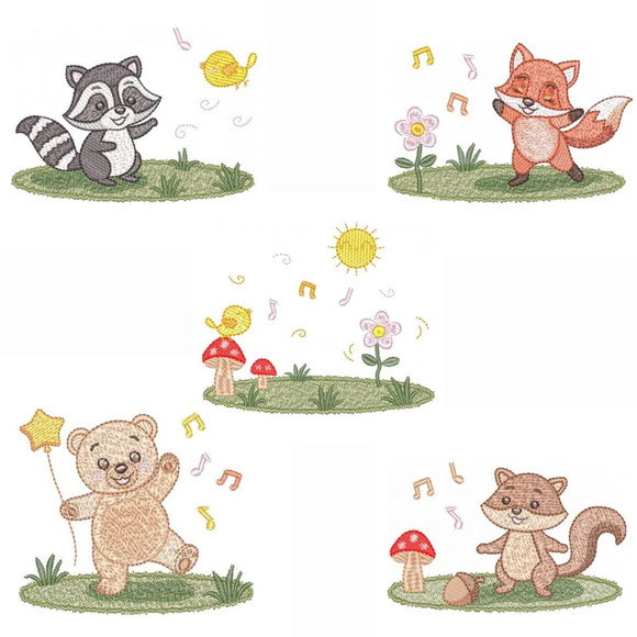 Matrizes de Bordado - Coleção Festa na Floresta Pontos Leve