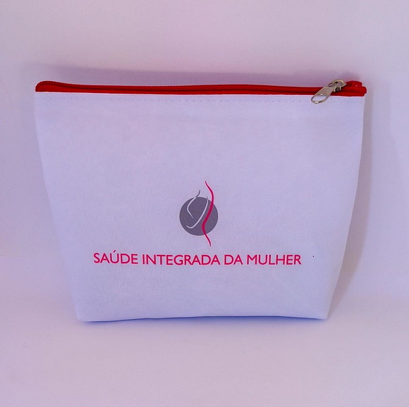 Necessaire Comercial Odontologia 18cm Branca com Vermelho