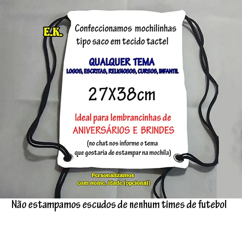 Sacochila mochila mochilinha sacolinha personalizada