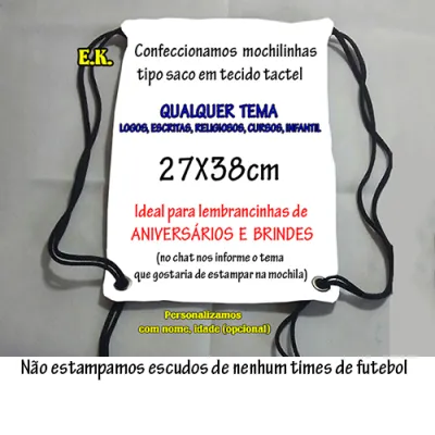 Sacochila mochila mochilinha sacolinha personalizada