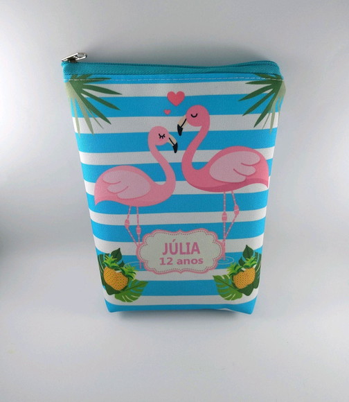 Nécessaire - Flamingo Tropical/ nome individual - Imagem 3