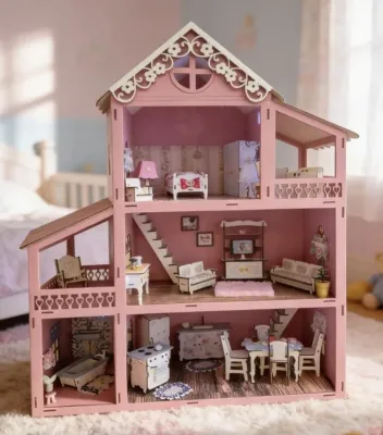 Casa Casinha de Boneca 80cm completa com iluminação