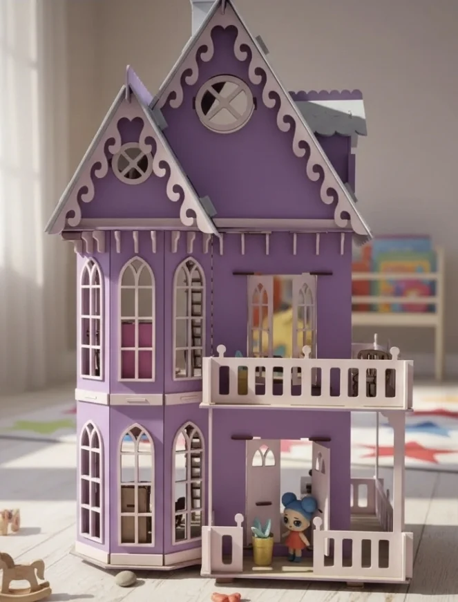 Casa casinha de bonecas completa com iluminação