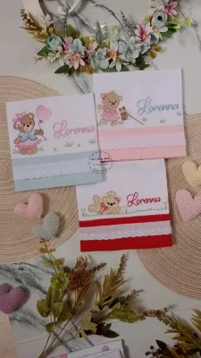 Trio fraldinhas de boca com nome