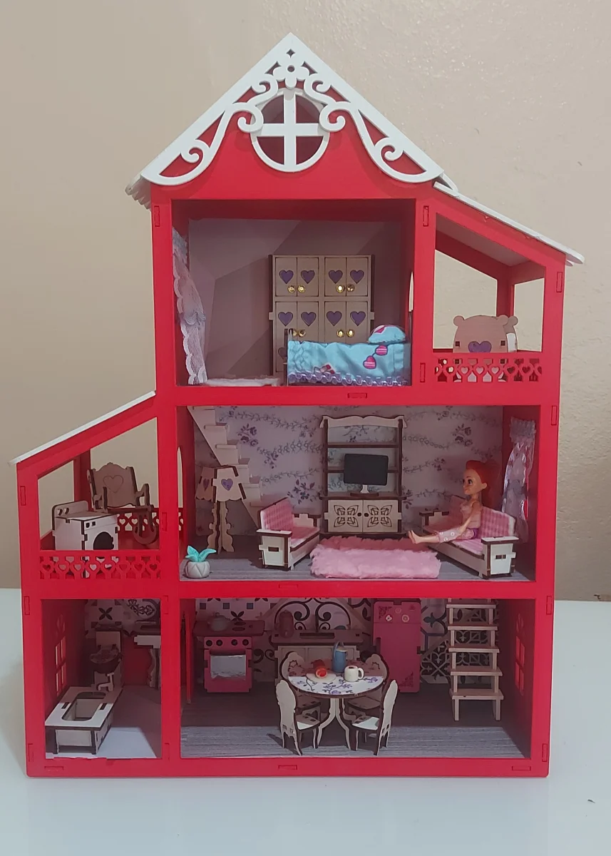 Casa casinha de bonecas com iluminação  completa