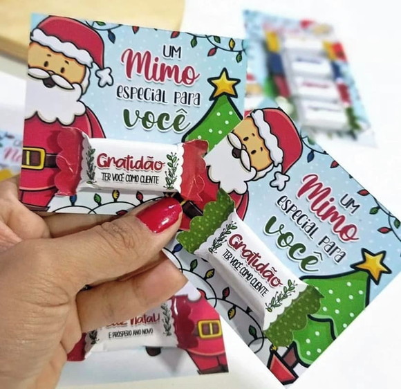 Card com Bala - Lembrancinha para Natal