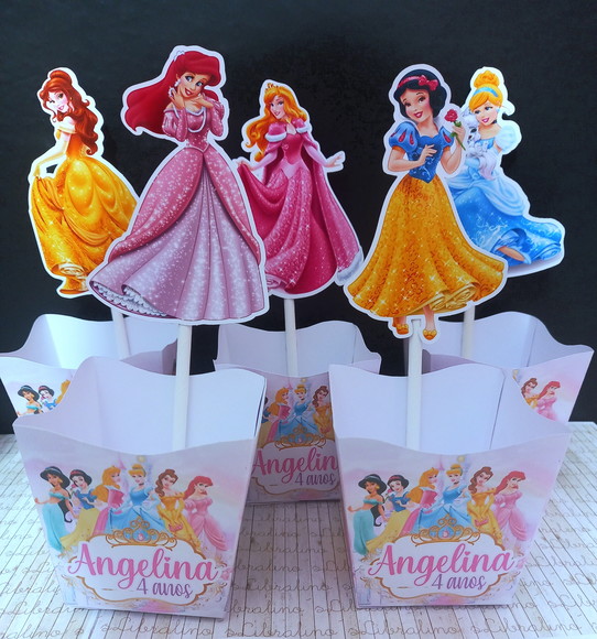 Centro de Mesa Canudo Princesas Disney