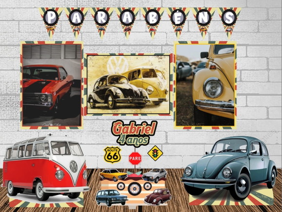 Kit Festa Só Um Bolinho Carros Antigos
