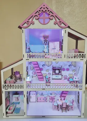 Casa casinha de bonecas tema Lol com iluminação completa