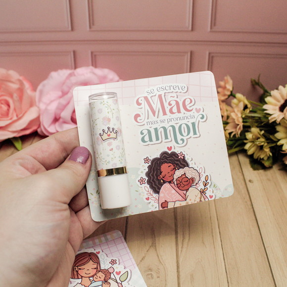 Cartao e Rótulo para Batom ou Hidratante Dia da Mulher