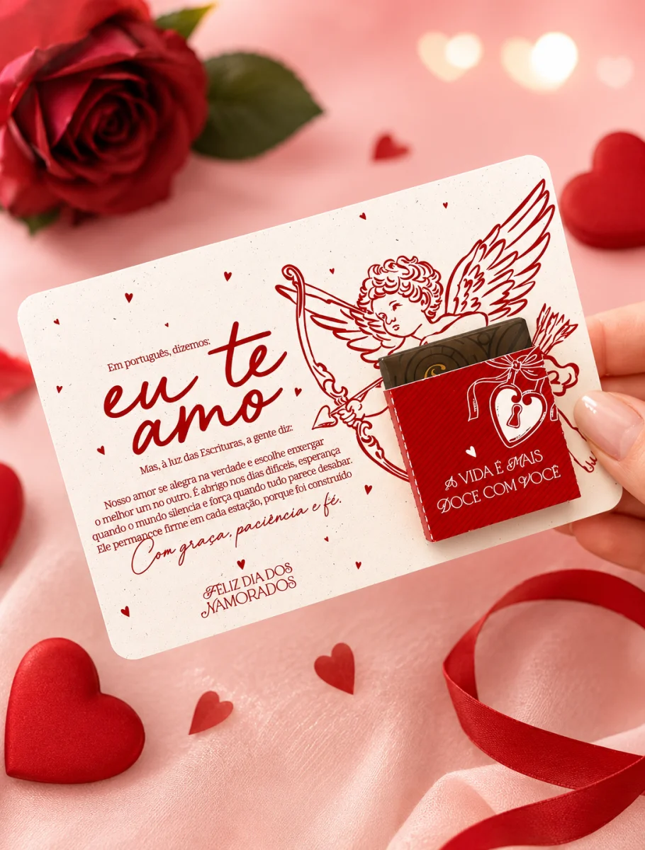 Cartaõ e Rótulos para Chocolate Dia dos Namorados