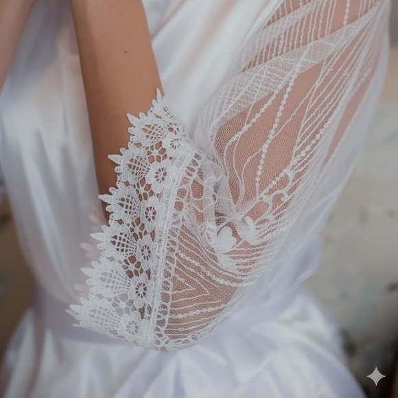 Robe Cetim Elastano Personalizado Manga de Tule