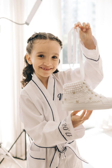 Roupão de Piquet Infantil até 12 Anos. Bordado. com Viés.