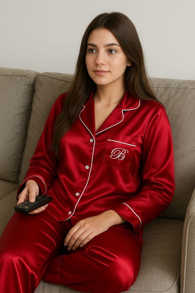 Pijama Longo Americano Cetim Person até 46