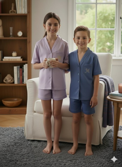 Pijama Infantil Curto em Cetim Personalizado