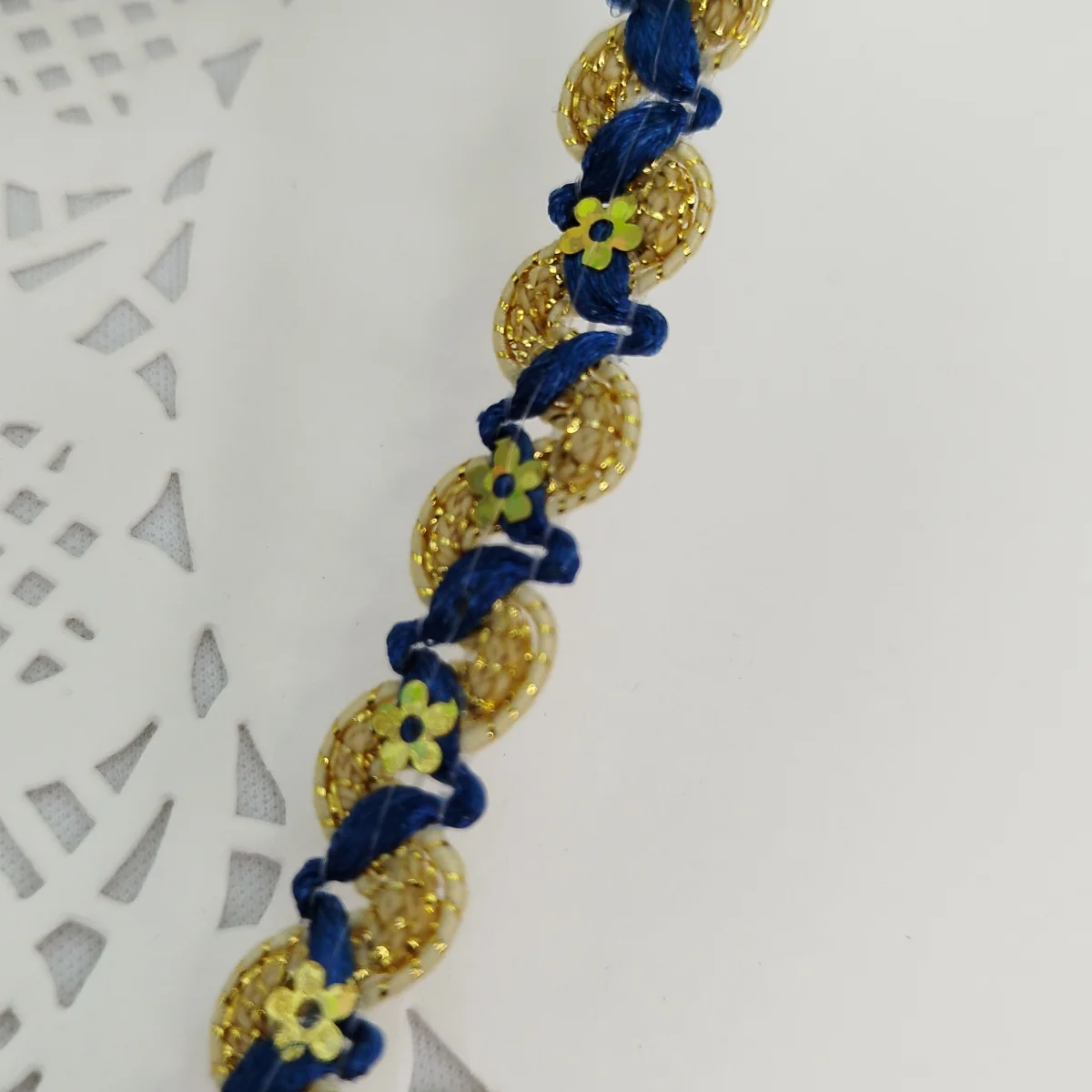 Galão Metalizado Dourado com Azul - Venda a Metro | Artesanato, Scrapbook, Costura Criativa - Imagem 1
