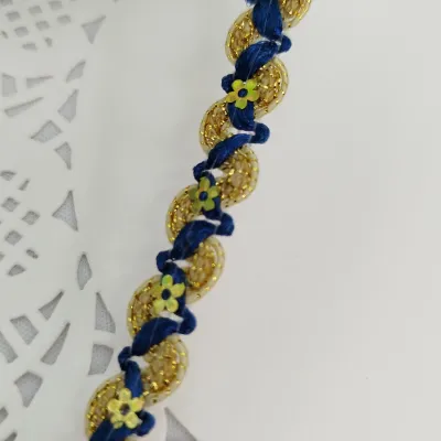 Galão Metalizado Dourado com Azul - Venda a Metro | Artesanato, Scrapbook, Costura Criativa