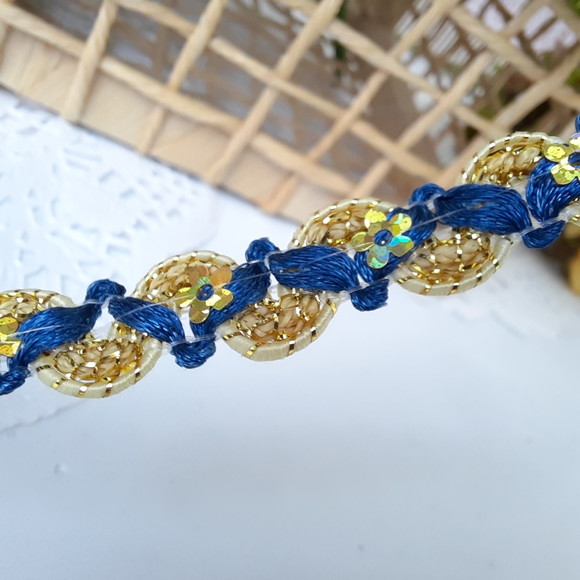 Galão Metalizado Dourado com Azul - Venda a Metro | Artesanato, Scrapbook, Costura Criativa - Imagem 3