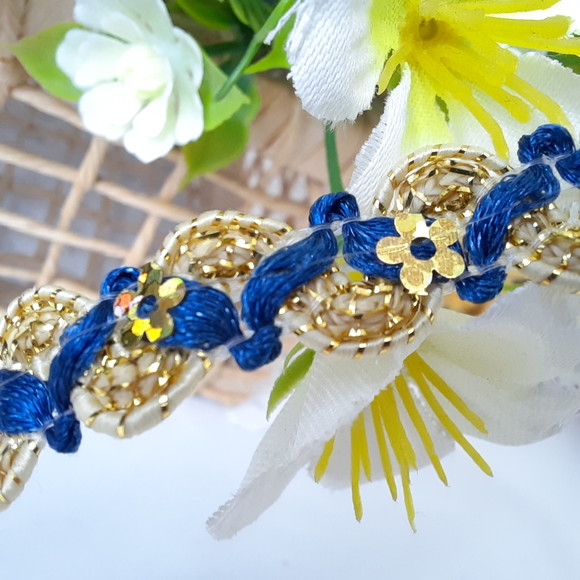Galão Metalizado Dourado com Azul - Venda a Metro | Artesanato, Scrapbook, Costura Criativa - Imagem 2