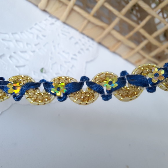 Galão Metalizado Dourado com Azul - Venda a Metro | Artesanato, Scrapbook, Costura Criativa - Imagem 5