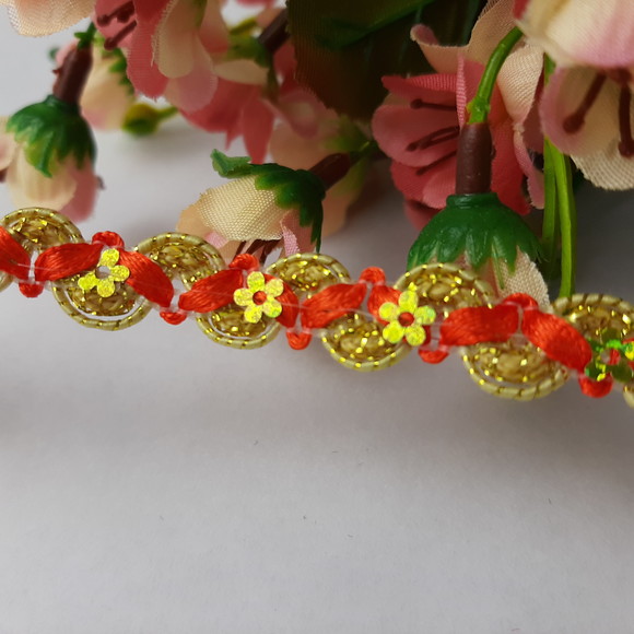 Galão Decorativo Dourado com Vermelho Claro -  Artesanato, Scrap e Decoração | Venda a Metro