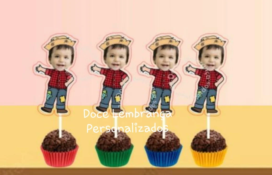 Topper para Docinhos Festa Junina com Foto Carinha Menino - Imagem 2