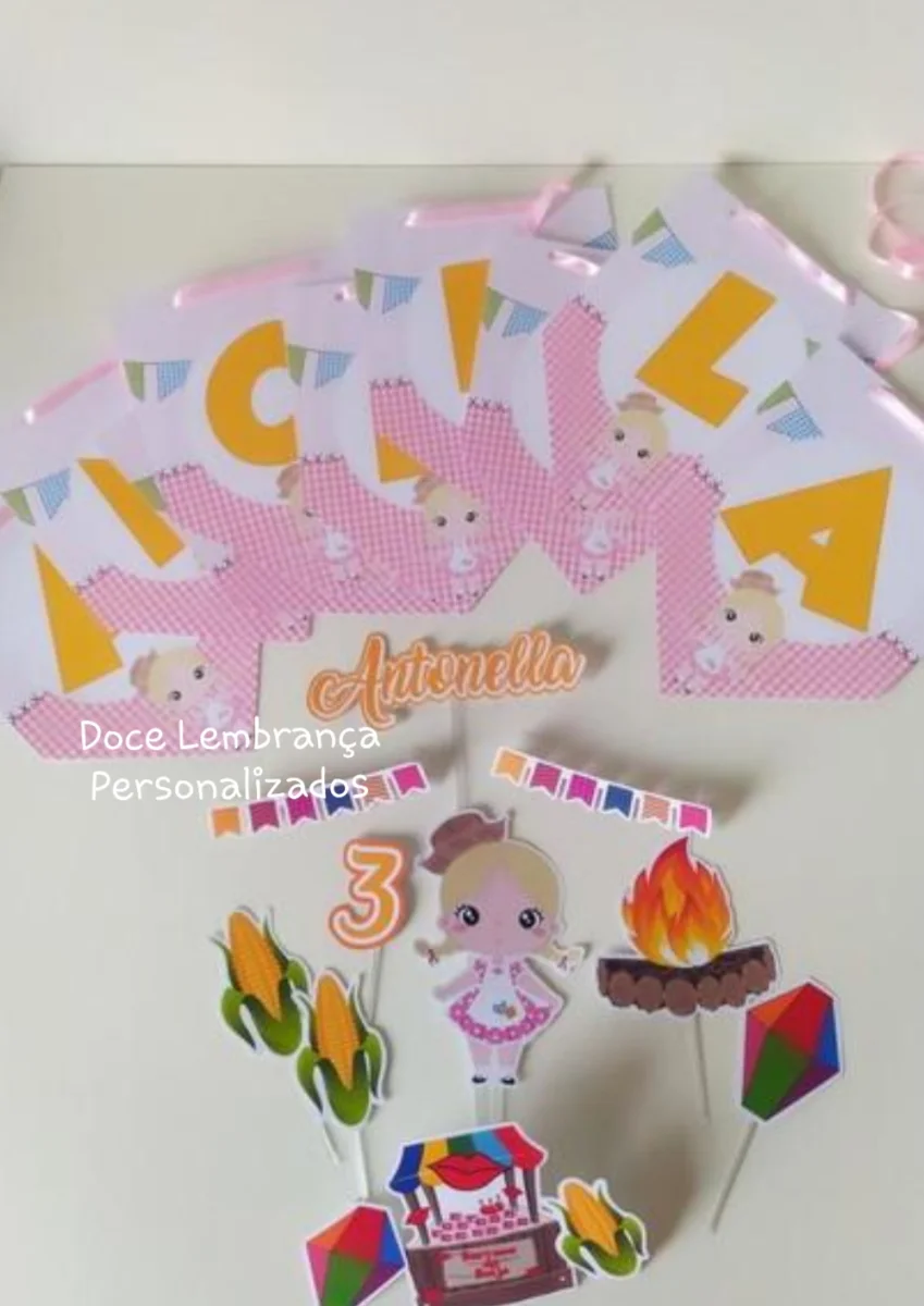 Kit Aniversário Festa Junina Personalizado aniversário mesversário