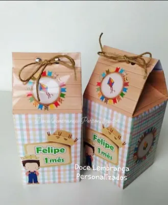 Caixa Milk Lembrancinha Festa Junina Menino/menina aniversário infantil, mesversario