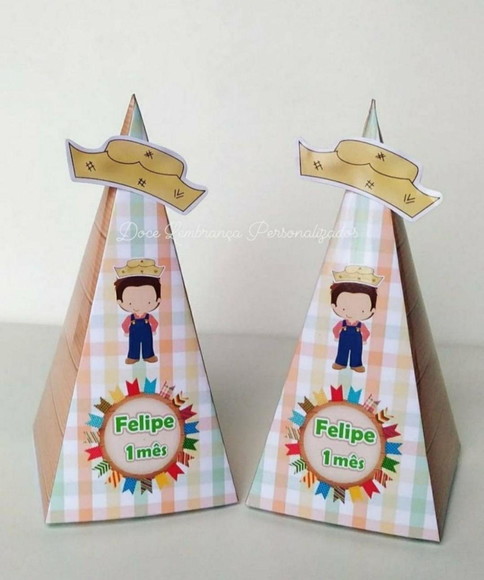Caixa Pirâmide Festa Junina Arraiá Lembrancinha