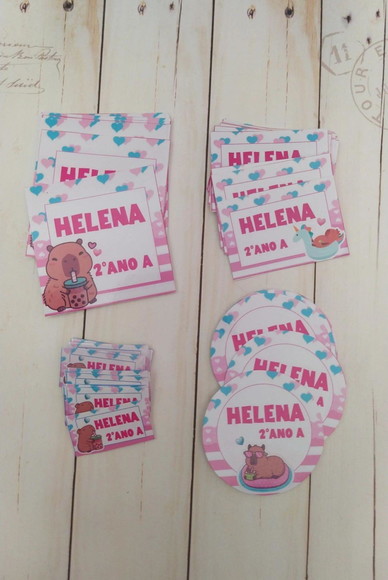 Etiqueta Escolar Capivara Cute 100 Unidades Personalizada