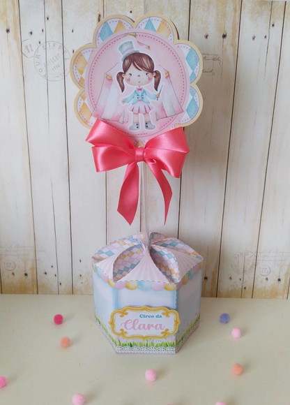 Centro de Mesa Circo Rosa Personalizado