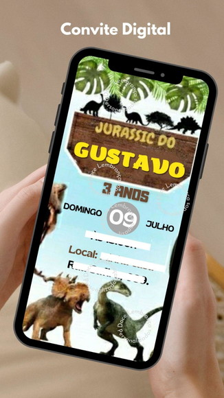 Convite Digital Personalizado Dinossauro